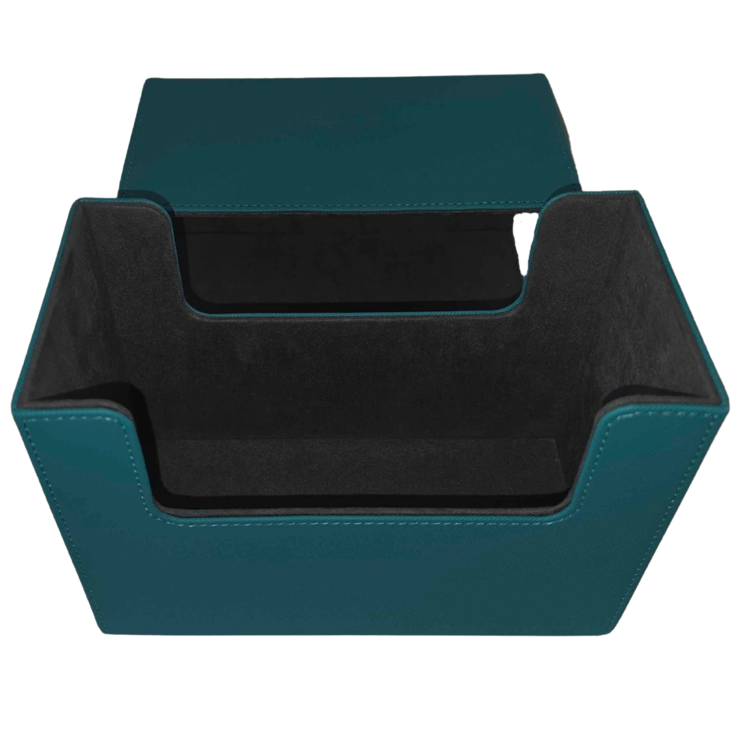 Graded card slab storage box – Single Column, Blue, three-quarter top view